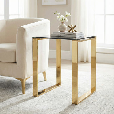 Mitre Glass Top End Table