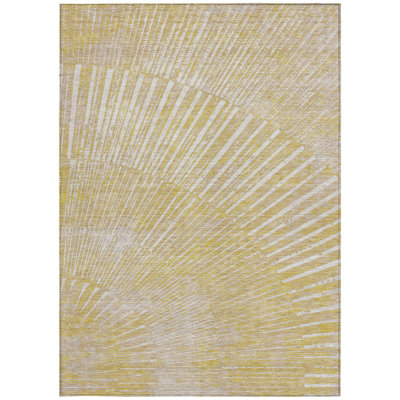 8' X 10' Wheat Abstract Washable Non Skid Indoor Outdoor Area Rug