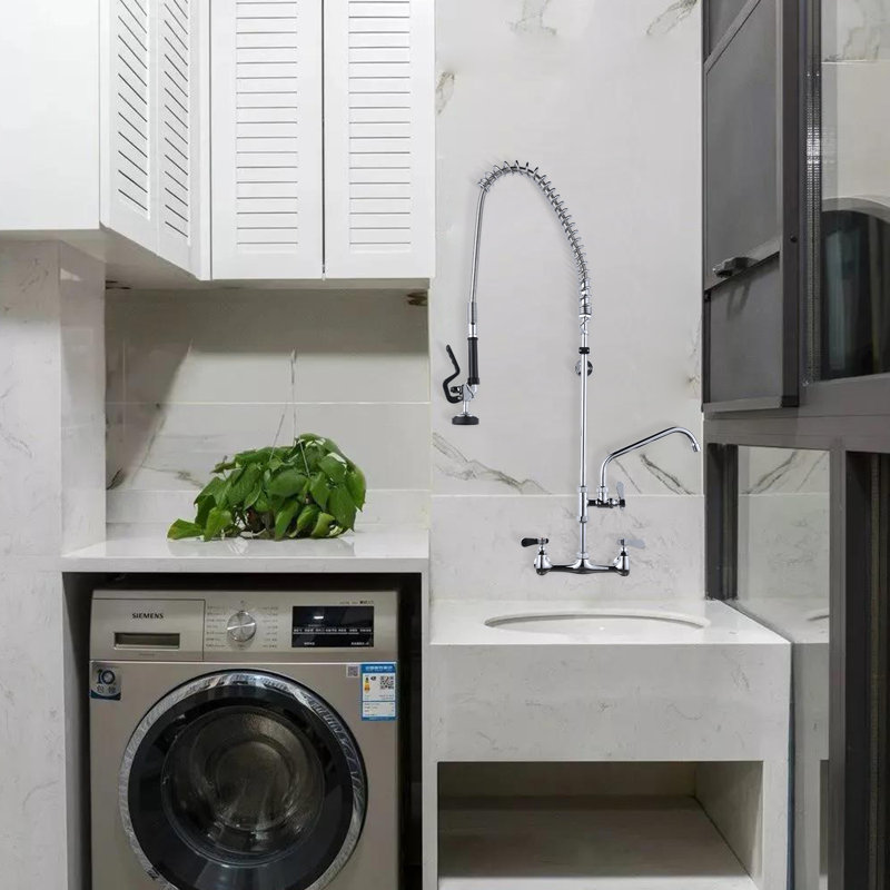 Commercial Kitchen Faucet with Pre-Rinse Sprayer 43 Inch