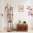 5-Pair Capacity Red-Brown Bamboo Shoe Bench with Hidden Storage