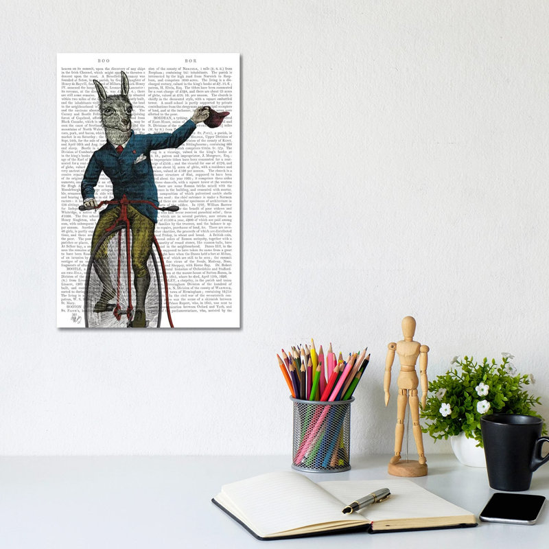 «Llama on Bike» par Fab Funky - impression d'art graphique, Toile tendue, Aucun mat, H 12 po x l 8 po x P 0,75 po