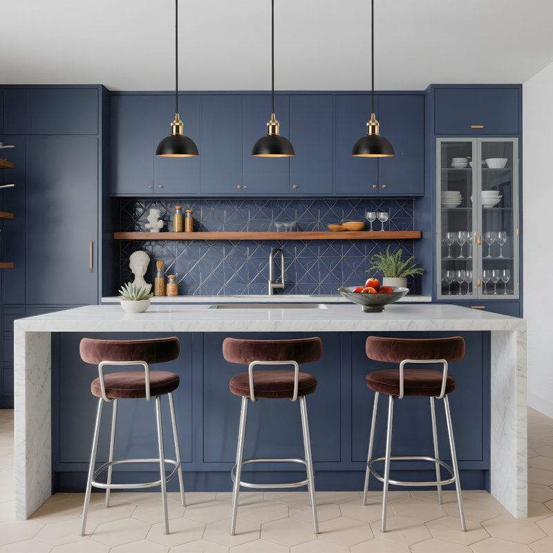 Mini-luminaire suspendu pour îlot de cuisine moderne 1 lumière or noir 6 po Mantasha (1 ensemble)