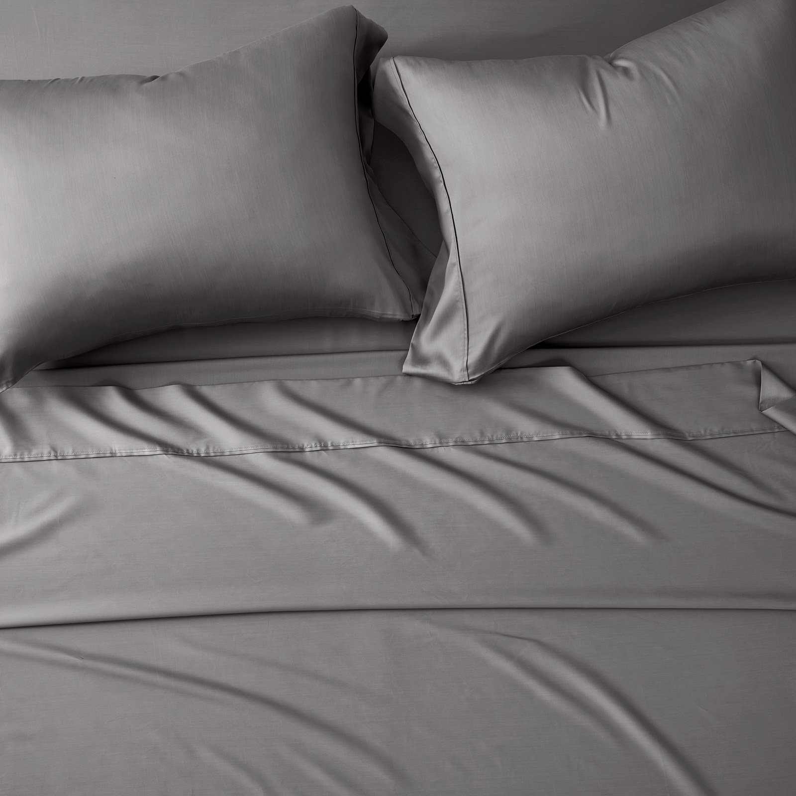 Tencel Sheet Set 4 Pieces, Charcoal Gray, Queen Sheet Set + 1 Fitted Sheet + 2  Pillowcases