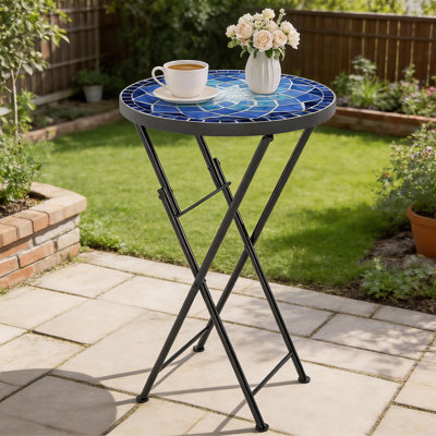 Round Metal Folding Outdoor Side Table , 35.5cm W 35.5cm D
