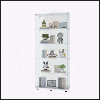 Versatile Two Door Glass Display Cabinet with Multiple Shelves
