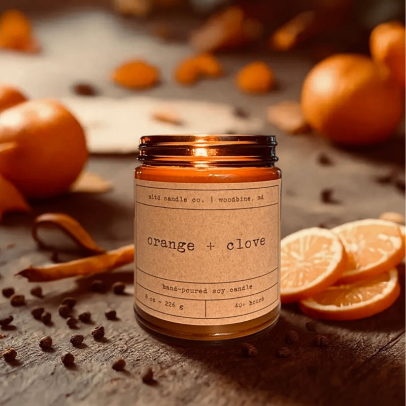 Orange + Clove Scented Soy Candle