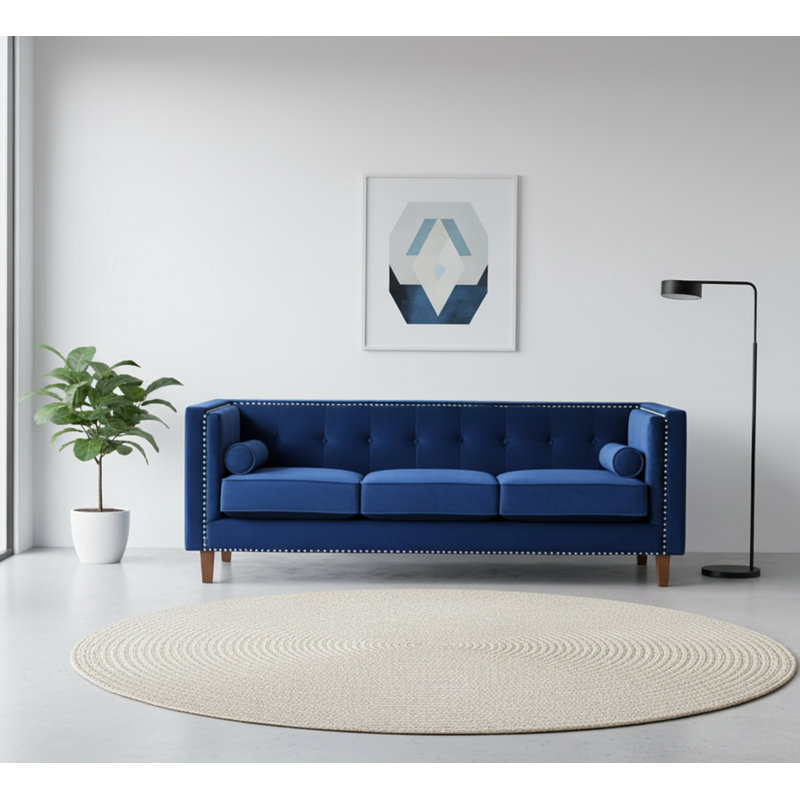 Canapé Chesterfield, Blue Polyester