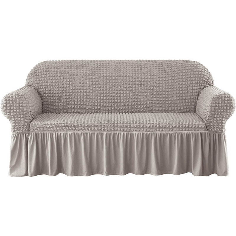 Housse pour canapé à coussins carrés / rectangulaires Bubble, Mélange de polyester gris, H 25 po x l 72 po x P 18 po