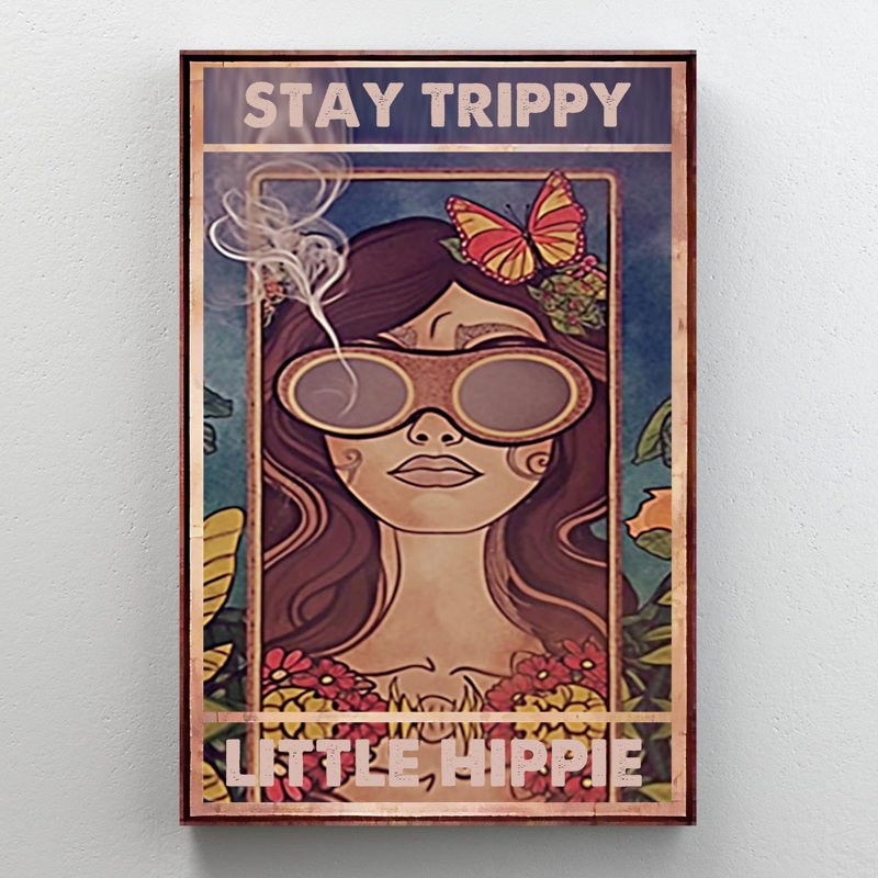 «Woman Stay Strippy Little Hippie», impression sur toile tendue, H 20 po x l 16 po x P 1,25 po