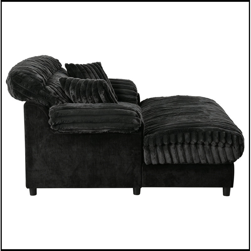 Chaise longue avec deux coussins décoratifs, Black