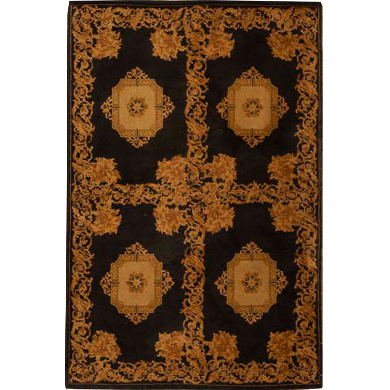 Hand-Knotted High-Quality Black Area Rug
