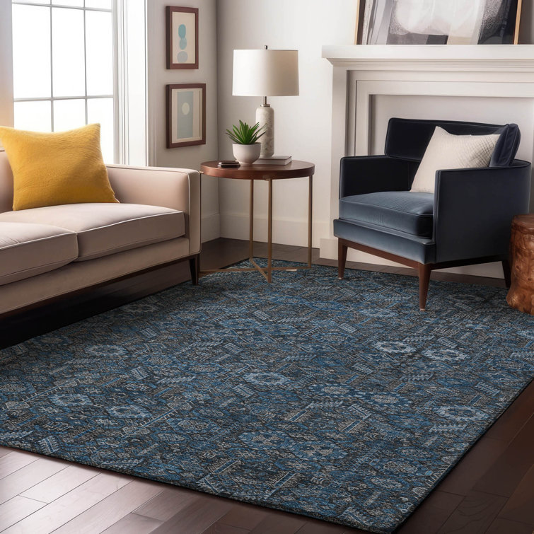 Premium Machine Washable Cerrito AMF574 Blue Rug