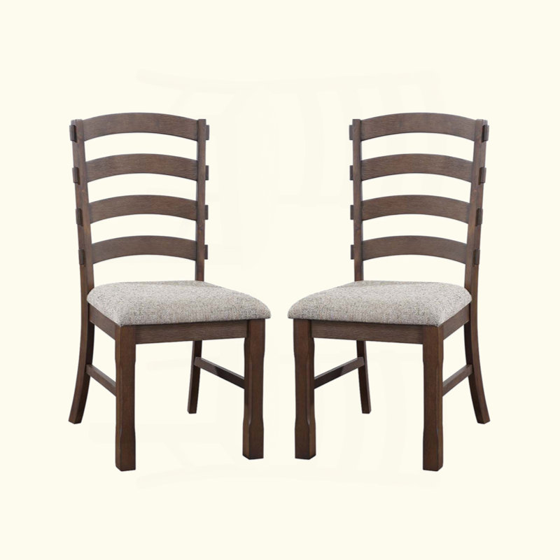 Ensemble de 2 chaises d'appoint avec siège rembourré, gris et brun rustique
