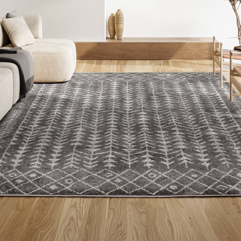 Tapis gris / crème Ziri, Rectangle 5 pi 3 po x 7 pi 7 po
