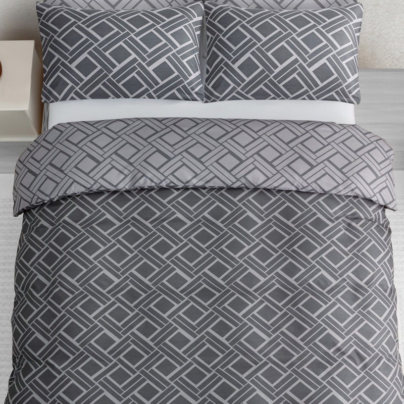 Premium Reversible Duvet Cover Set with Zipper Closure and Corner Ties, Single Duvet Cover Set + 1 Standard Pillowcase