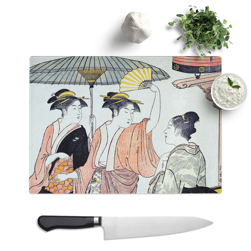 Tempered Glass Southern Pleasure District by Torii Kiyonaga Chopping Board, 39 cm x 28.5 cm
