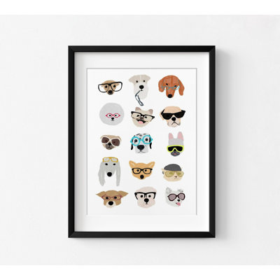 Dogs With Glasses By Hanna Melin, Doggo Wall Art, Cute Dog Nursery Print, Baby Nursery Gift Idea, Gender Neutral Playroom Decor