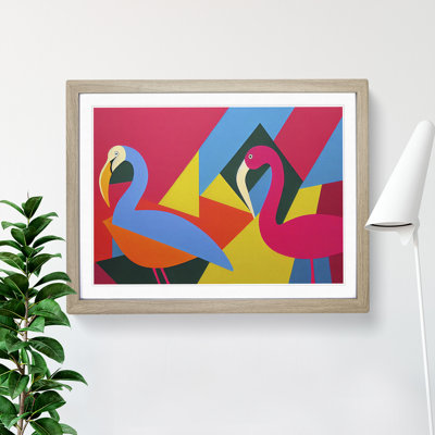 Two Abstract Flamingos Vol.2 - Framed Print