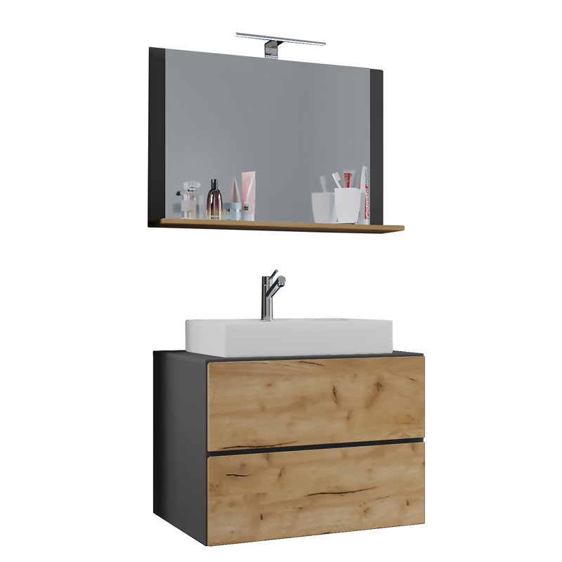 Raquita Bathroom Furniture Suite, Black/Oak
