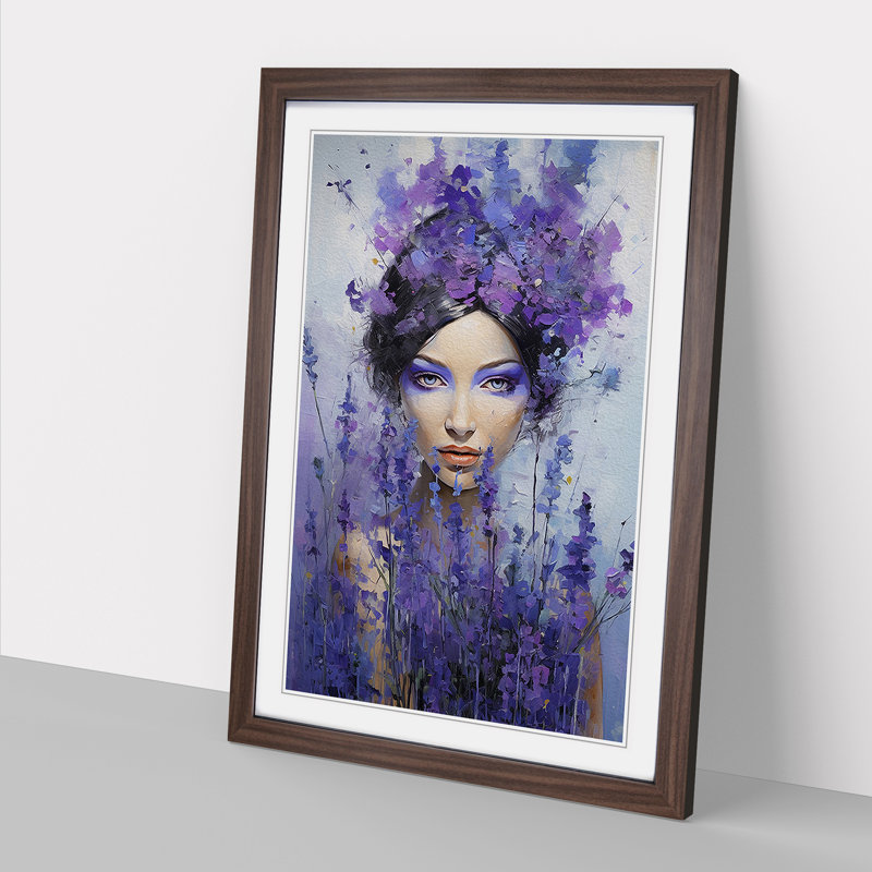 Lavender Flower Expressionism No.2 - Framed Print, Walnut, 34cm H x 25cm W x 2cm D