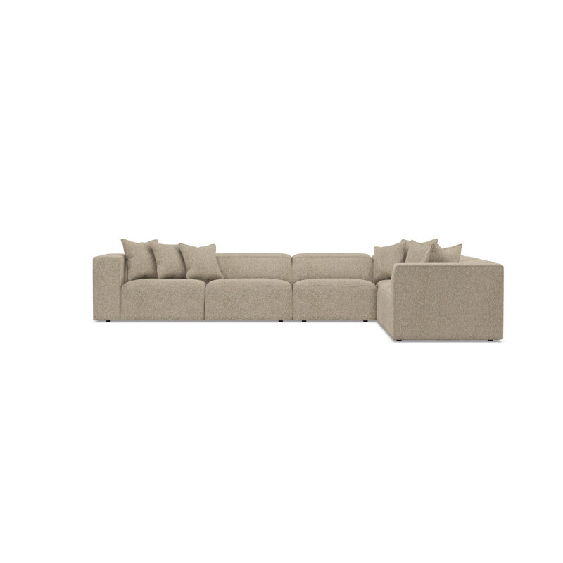 Bernhardt Bliss 4-Piece Fabric Sectional, Light Beige Polyester, 28" H x 160.5" W x 123.5" D