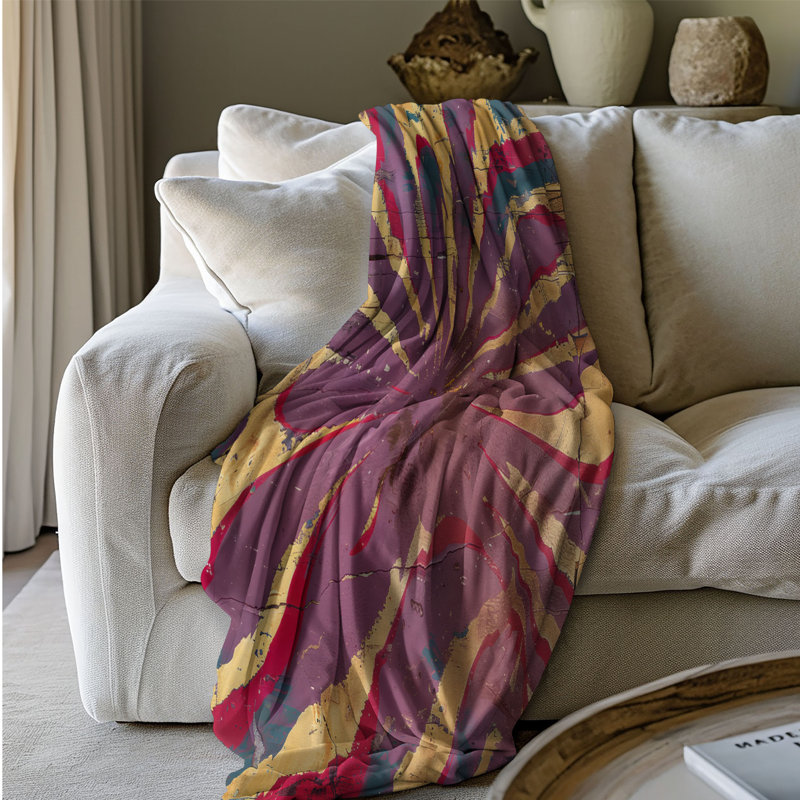 Mauve rétro - couverture sherpa de qualité supérieure 1 pièce, Grand lit