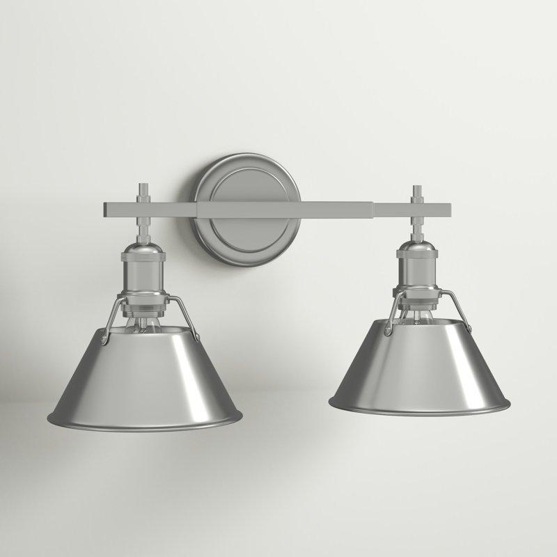 Pewter Steel Dimmable Vanity Light with Matte Black Shades