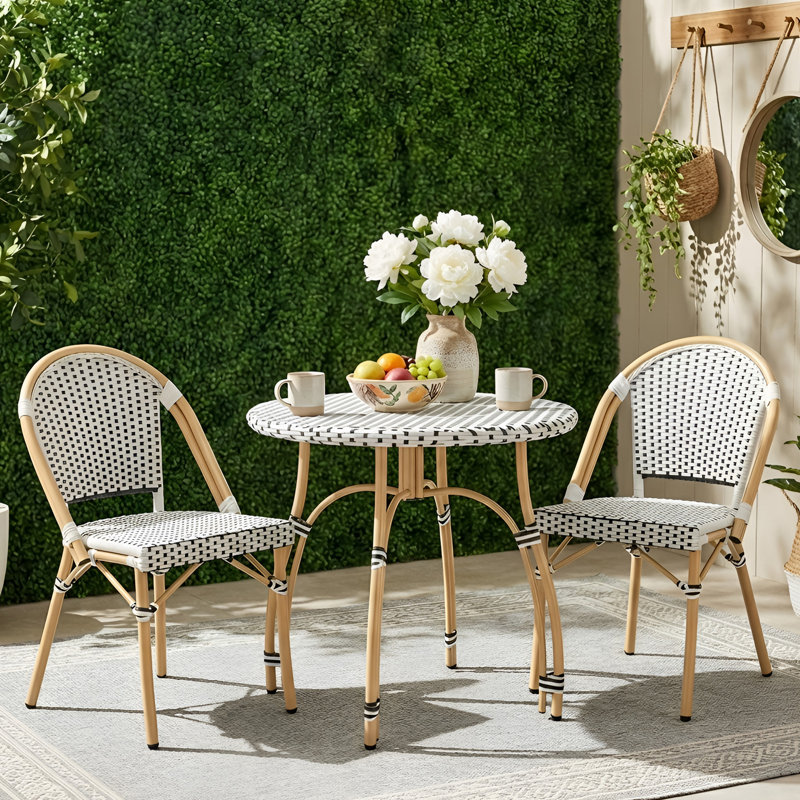 Altesa Modern Dining Set With Round Rattan Dining Table And Rattan Dining Chairs For Dining Room, Patio, Black