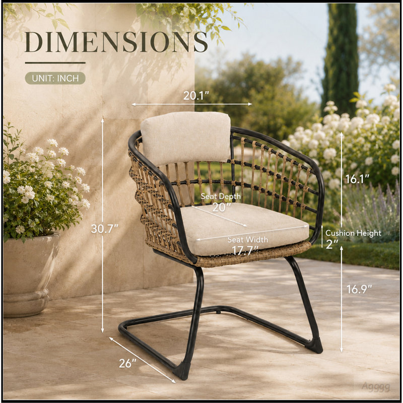 La chaise de salle à manger en osier-ENSEMBLE de 2 est conçue pour élever votre patio, votre balcon ou votre jardin dans un endroit confortable et élégant pour la détente et la connexion.