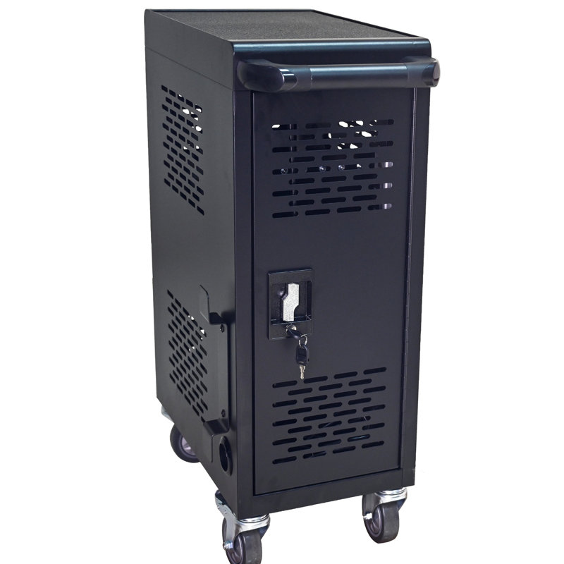 16 armoires de recharge verrouillables pour ordinateur portable et en noir. Rechargez 16 appareils simultanément. Unité de rangement sécurisée. Espace portable. Convient à différents types de tablettes. Disposition soignée du cordon. Ul Power Chargers.