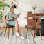 Chaise de salle à manger rembourrée avec structure en bois-459878684-468840567