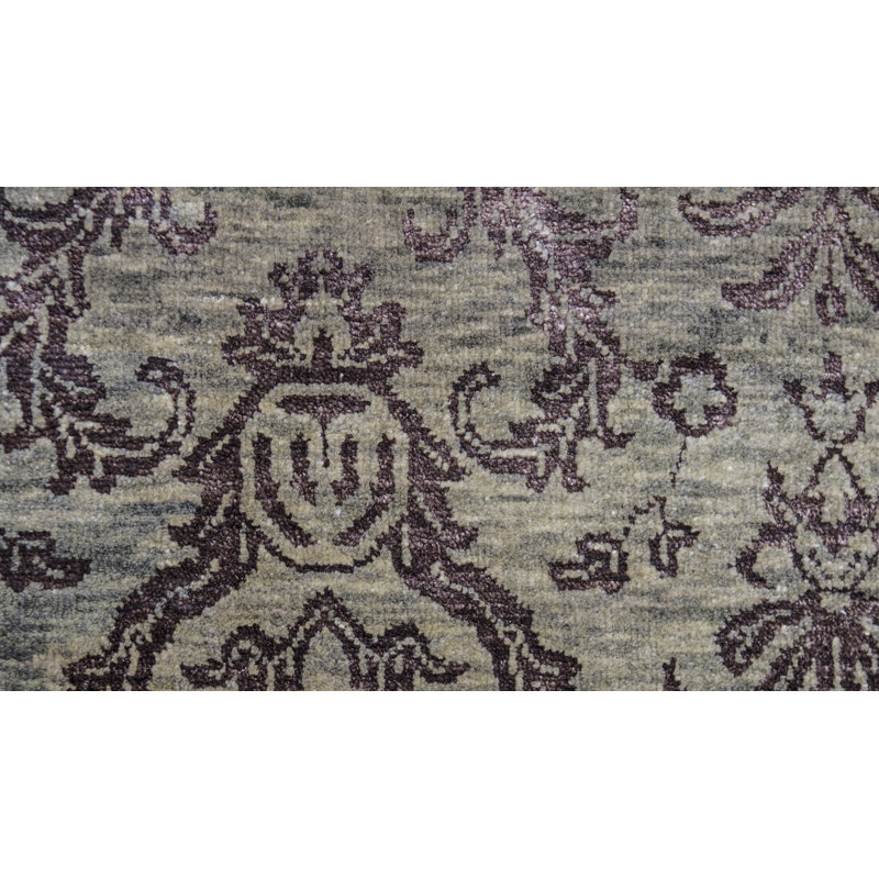 Tapis gris et brun noué à la main de haute qualité