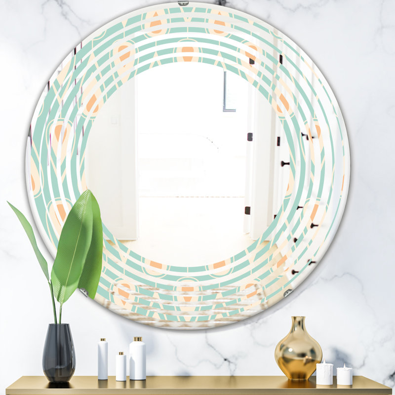 Miroir mural Coastal, 23,6 po x 23,6 po, Vague, motif ornemental