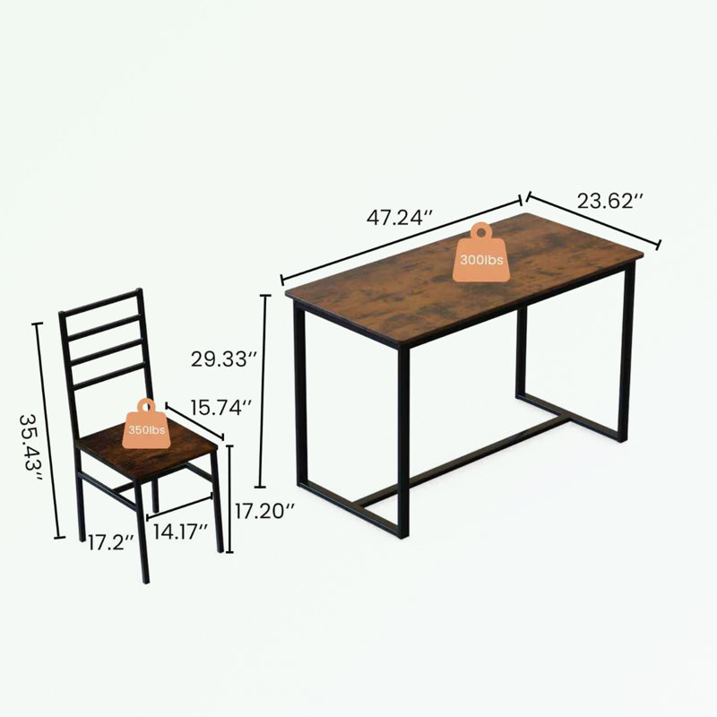 5 Piece Dinning Table set with rectangular table and 4 ladder back chairs