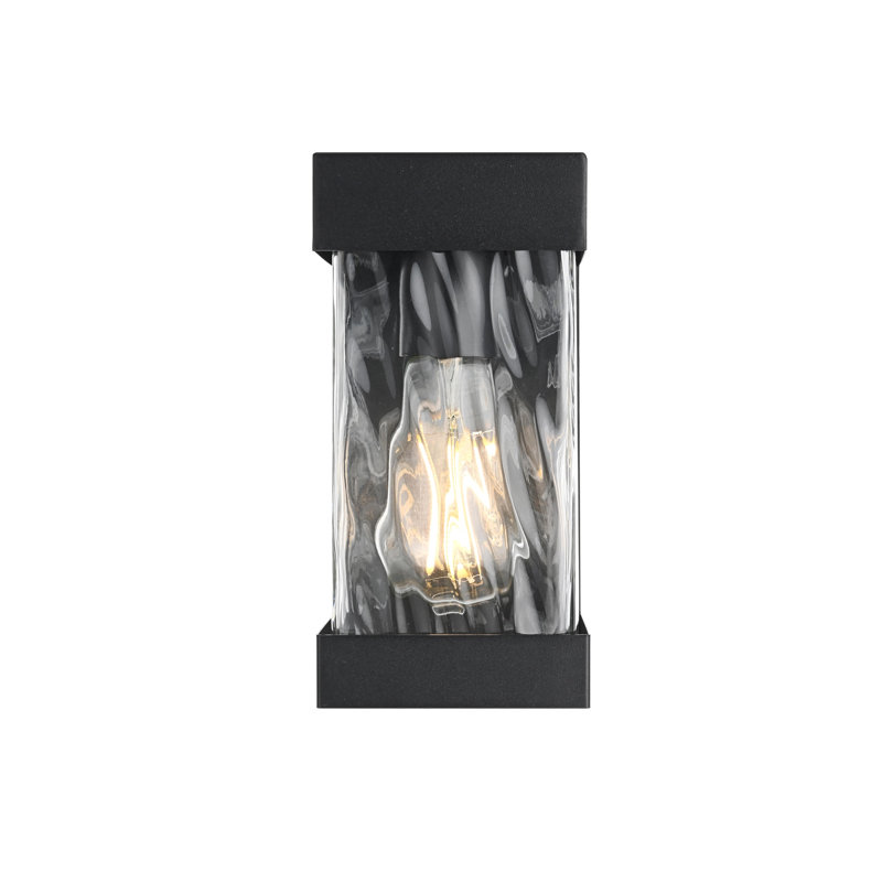 Linch Outdoor Wall Sconce in Black, 9" H x 4.5" W x 5" D