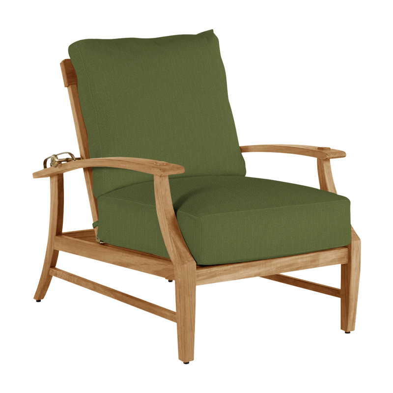 Fauteuil inclinable extérieur Croquet, No Welt + Standard Fill, Forêt de lin, Teck naturel