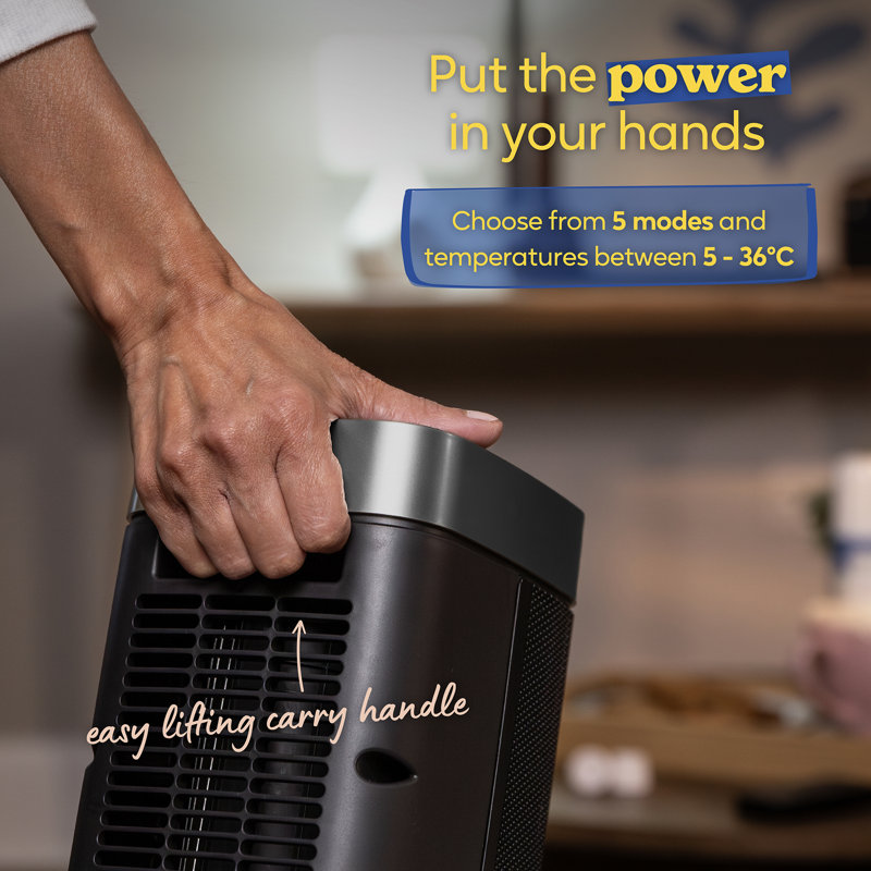 Russell Hobbs Rhcth2002g 2kw Oscillating Ceramic Heater W/digital Display In Black And Gold, Square Design, Black/Silver