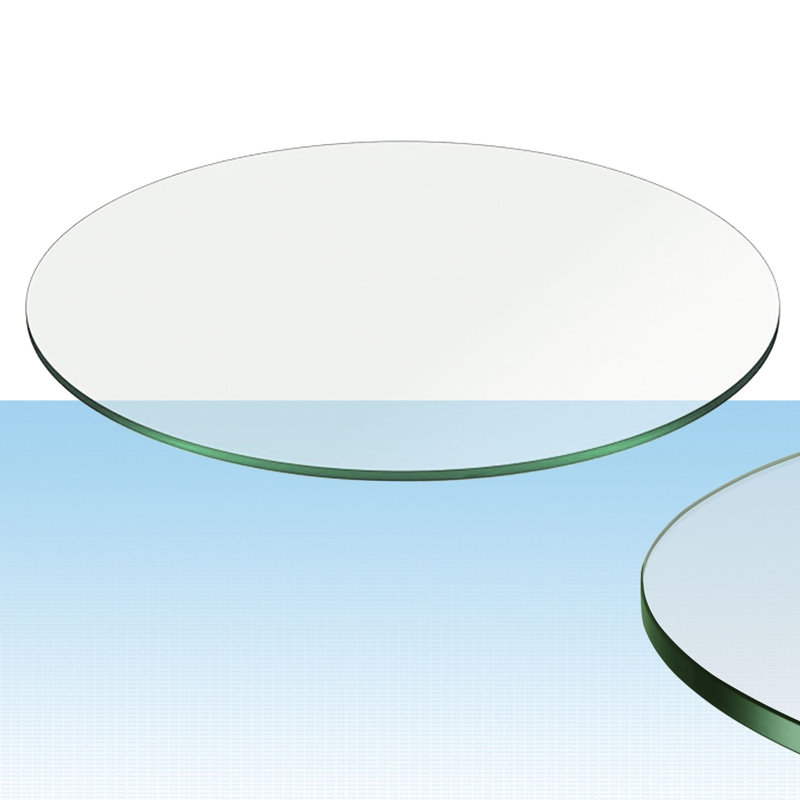 Plateau de table rond en verre trempé de 30 po, verre transparent à bord plat de 0,24 po (6 mm) d'épaisseur