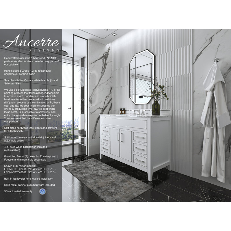 Aspen 48'' W Vanity, White, Chrome
