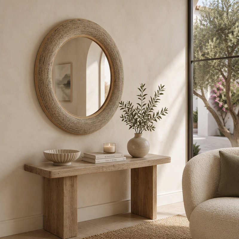 Miroir décoratif tissé, Rond