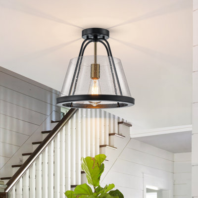Akima Seeded Glass Semi Flush Mount