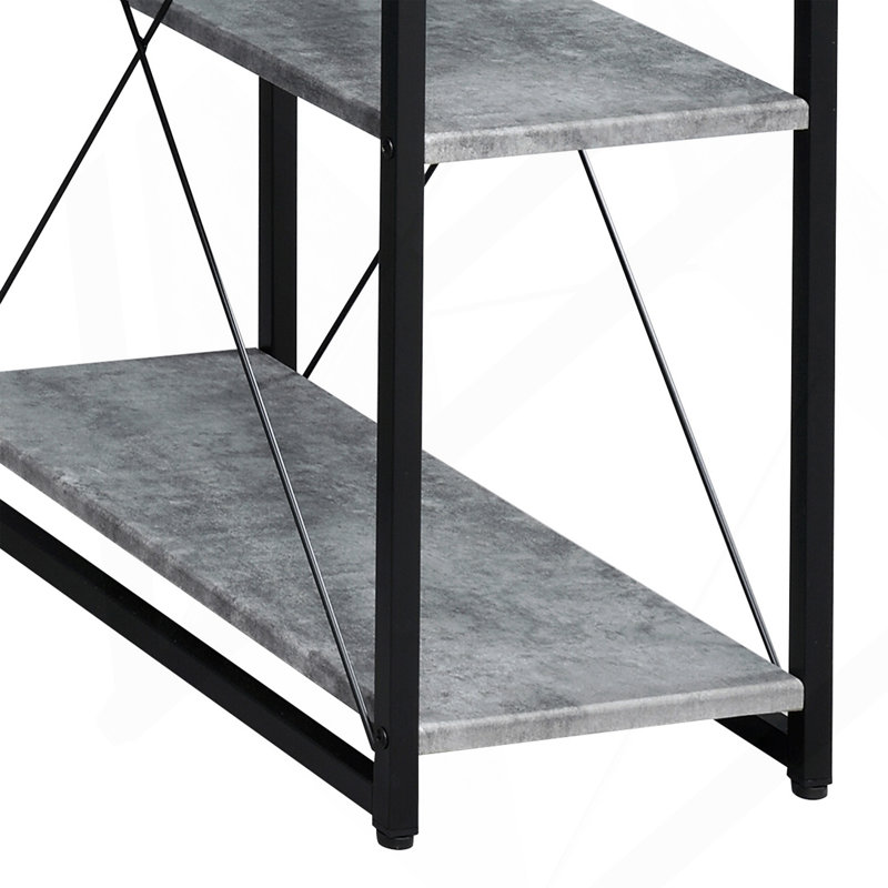Bureau avec tablettes ouvertes et huche, Gris