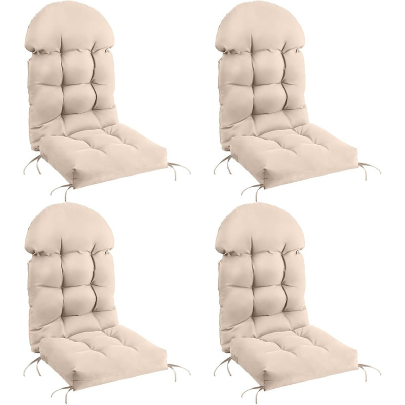 Ensemble de 4 coussins de chaise de patio, coussins confortables et épais pour fauteuil à bascule antidérapant avec dossier haut et attaches