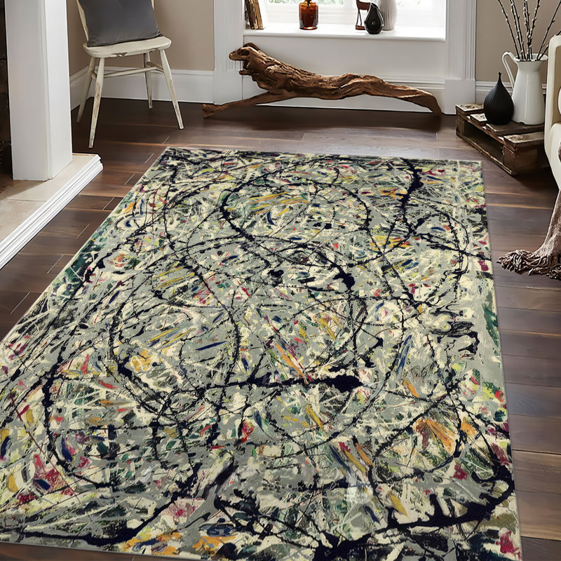 Chic Non-Woven Soft Printed Rug Featuring an Intricate Geometric Design Ideal for Enhancing the Appeal of Your Living Space