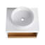 Meuble-lavabo flottant avec lavabo à vasque rond, meuble-lavabo mural avec tablette ouverte, comptoir durable, conception moderne peu encombrante-130547592