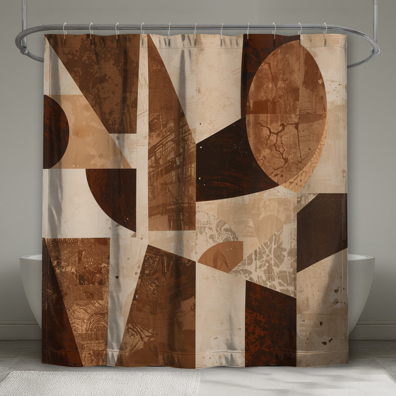 Brown Geometric Abstract Shower Curtains Extra Long, 70in W x 93in H
