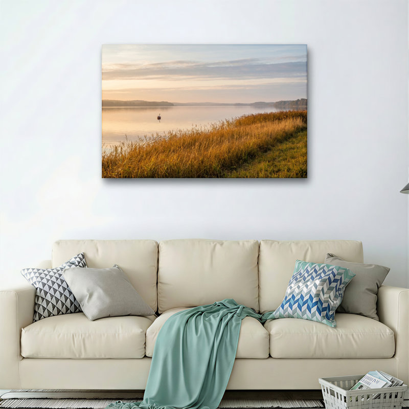 Ensemble de 1 tableau sur toile représentant un lever de soleil sur le lac, 20"H x 30"W, Wrapped Canvas