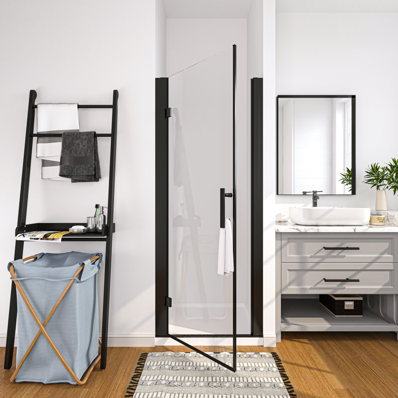 Porte de douche à charnière sans cadre avec verre transparent l 30 po x H 72 po