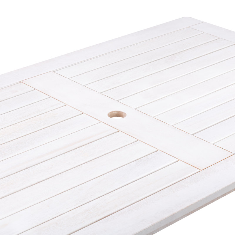 Gwenda Rectangular Outdoor Dining Table With Umbrella Hole , 59'' in. W 35.5'' in. D, White
