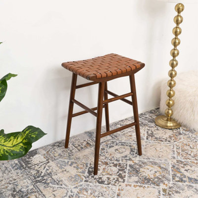 Maya 30" Genuine Leather Stool In Tan